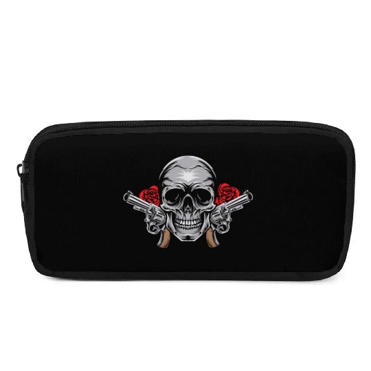 Skeleton Roses Guitar Skull Roses Guns Pencil Cases
