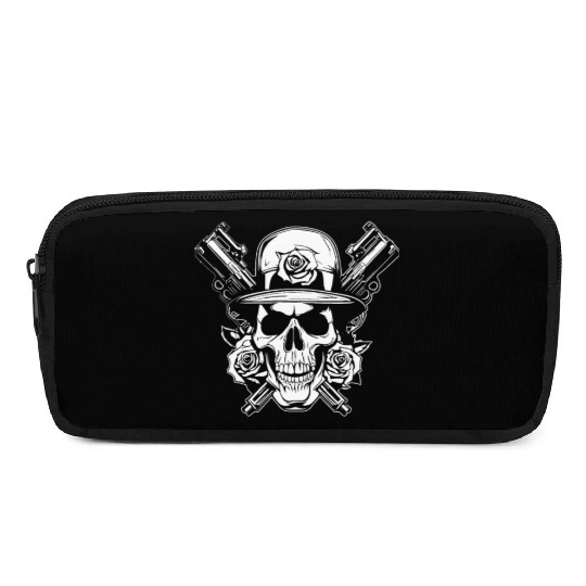 Skeleton Roses Guitar Skull Roses Guns Pencil Cases