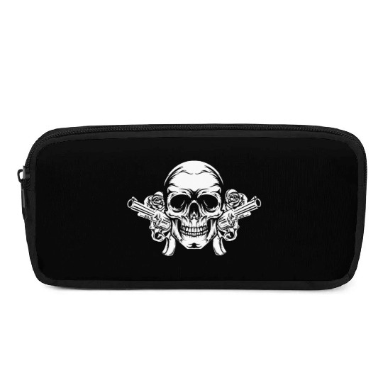 Skeleton Roses Guitar Skull Roses Guns Pencil Cases