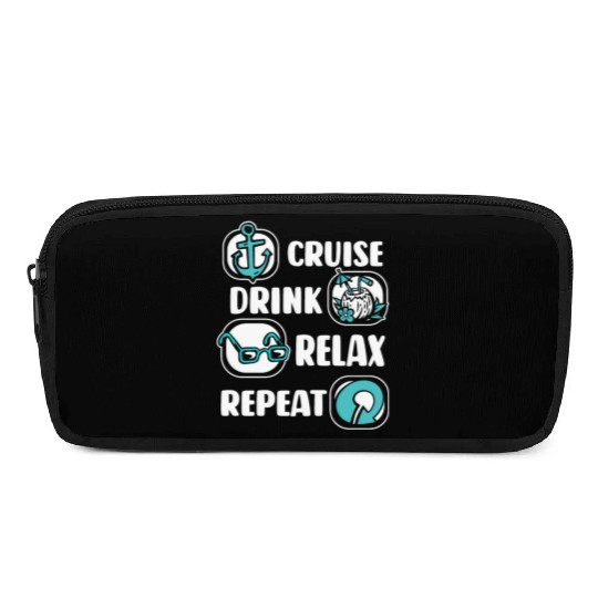 Cruise Drink Relax Repeat Cruise Ship Cruise Pencil Cases