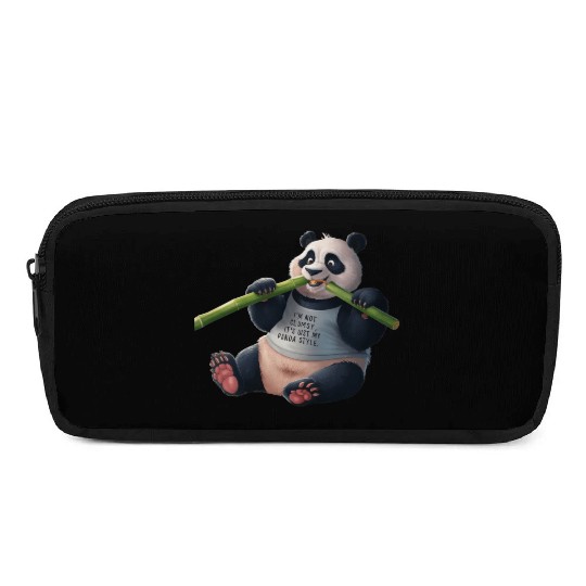 Panda Paradise: Serene Panda Enjoying a Bamboo Fea Pencil Cases