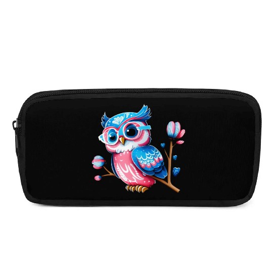 Red White and Blue Owl Pencil Cases