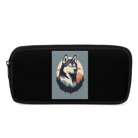 Husky Dog 2 - Japanese Old Vintage Pencil Cases