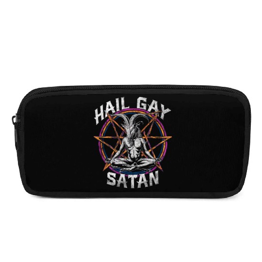 Funny Hail Gay Satan LGBT Goth Gay Pride Baphomet Pencil Cases