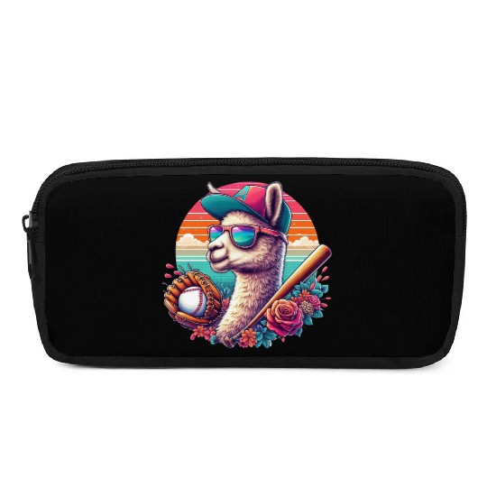 Llama Baseball Llama Playing Baseball Llama lover Pencil Cases