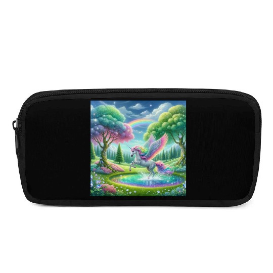 Enchanted Rainbow Unicorn Over Sparkling Pond Pencil Cases