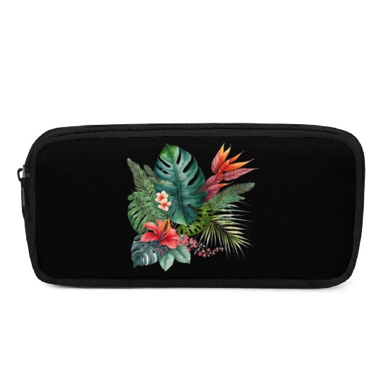 Watercolor Tropical Leaves Clipart, Tropical Leaf Pencil Cases