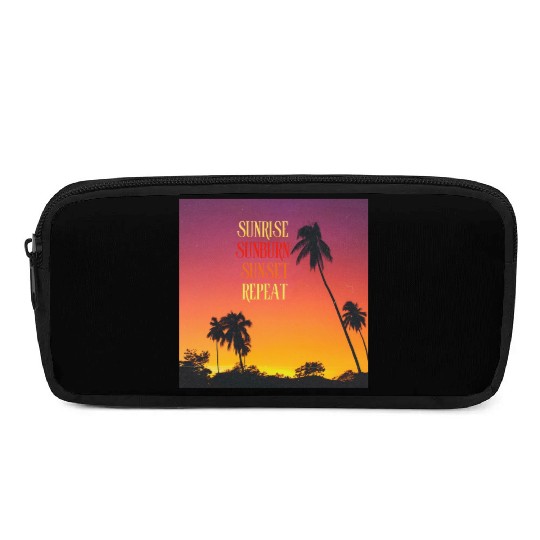 Sunrise Sunburn Sunset Repeat Beach Scene Pencil Cases