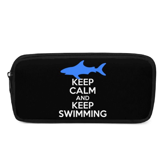 Keep Calm And Keep Swimming With Shark Freestyle Pencil Cases