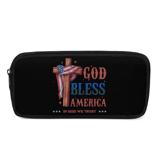 God Bless America Proud Retro US Flag 4th Of July Pencil Cases