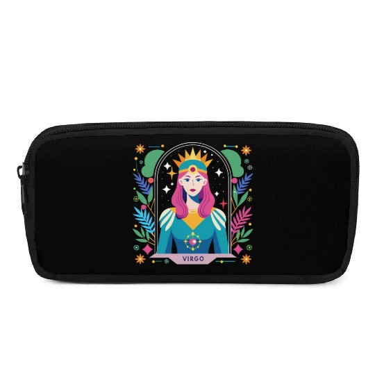 Floral Virgo Tarot Zodiac Graphic Pencil Cases