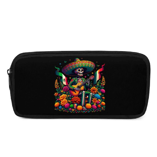 Mexican Celebration Skeleton with Guitar Art Pencil Cases