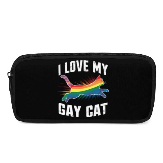I Love My Gay Cat Funny Rainbow Pride Lgbt Pencil Cases