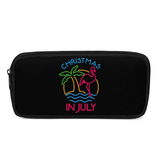 Christmas In July Pink Flamingo Pencil Cases