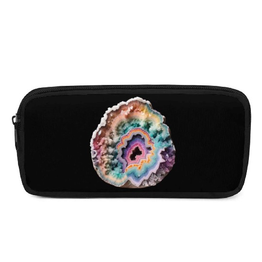 Fantasy Pastel Rainbow Geo Stone Crystal Pencil Cases