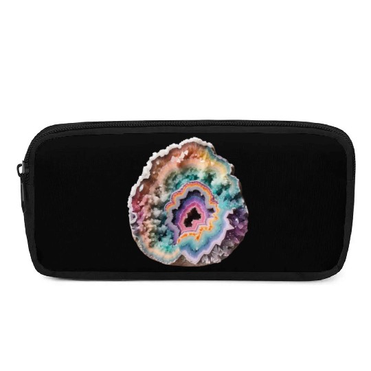 Fantasy Pastel Rainbow Geo Stone Crystal Pencil Cases