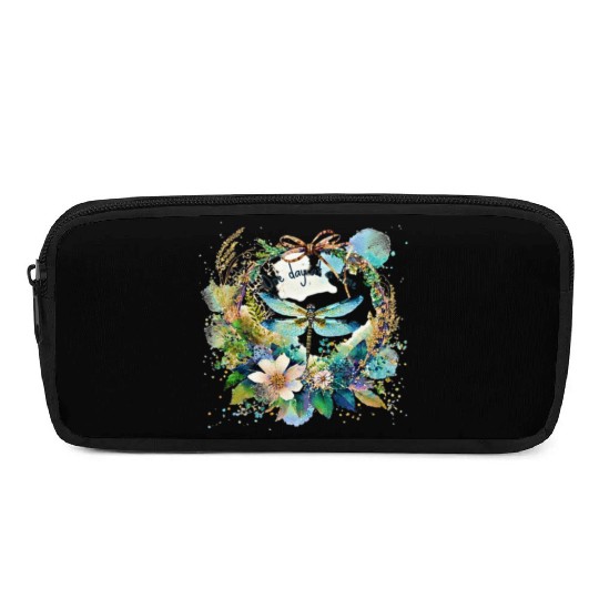 One day at a time dragonfly floral Pencil Cases