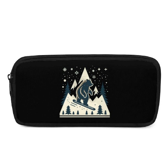 Skiing Grizzly Pencil Cases