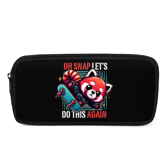 Cute Red Panda Skater, Funny Skateboarding Graphic Pencil Cases