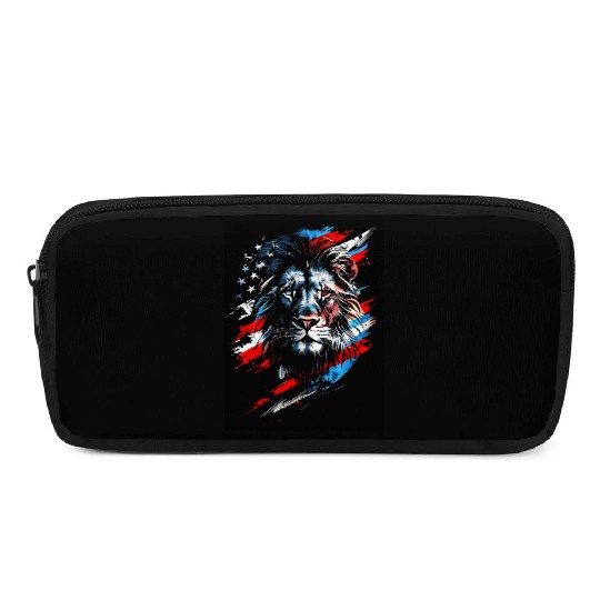 Lion American Flag Pencil Cases