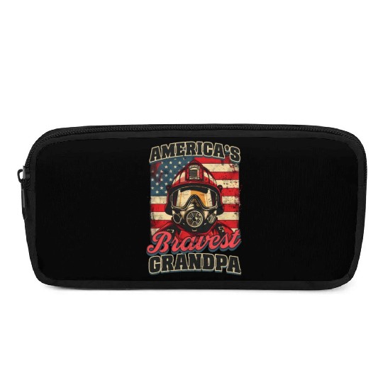 Firefighter Grandpa Americas Bravest Grandpa Pencil Cases