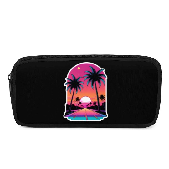 Miami Road into the Sunset 80s Synthwave Retro Pencil Cases
