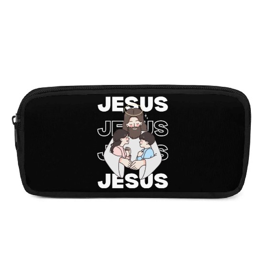 Jesus Embracing Kids Minimalist Style Typography Pencil Cases