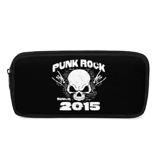 9th Birthday - Punk Rock Since 2015 Skull Rock Pencil Cases