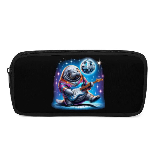 Disco Ball Guitar Manatee Pencil Cases