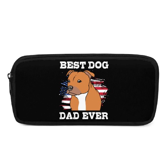 Fathers Day Dog Dad With American Flag Staffy Dad Pencil Cases