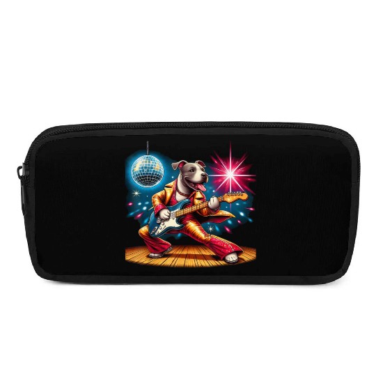 Disco Ball Guitar dog Pencil Cases