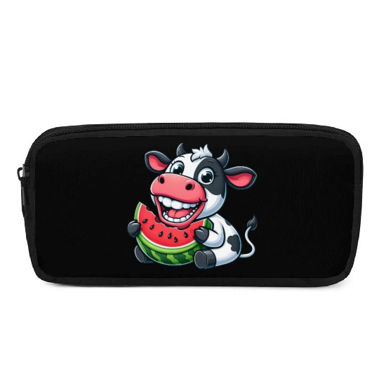 Funny cow bull steer watermelon summer fruit Pencil Cases