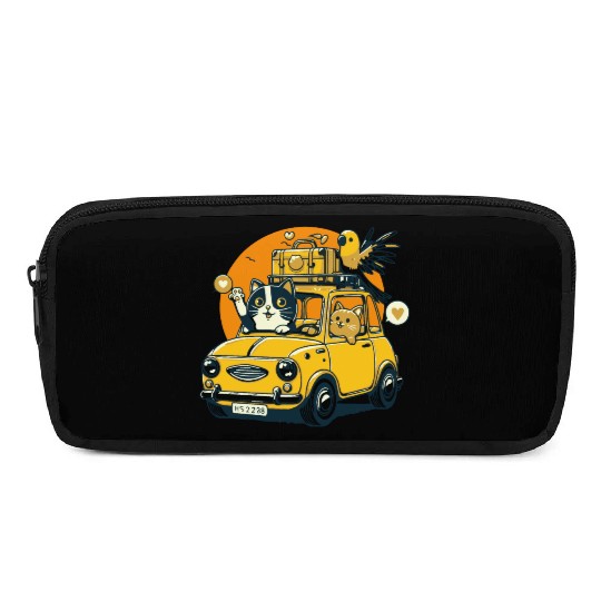 Road Trip by Car : Life's Better with Cat Friends Pencil Cases