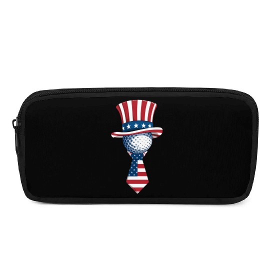 Patriotic Golf Ball with Stars and Stripes Hat Pencil Cases