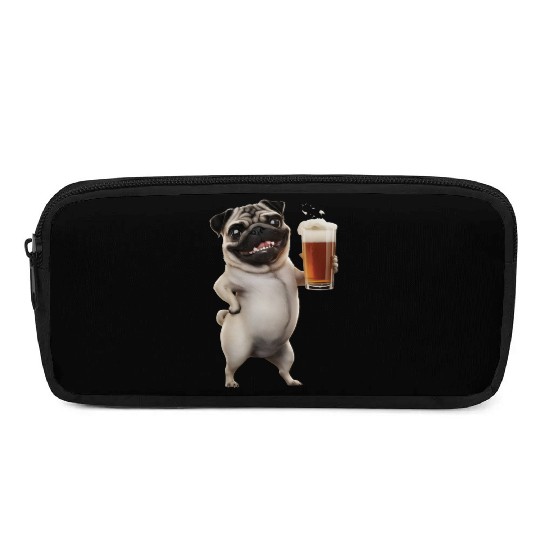 Pug Drinking Beer Realistic Pencil Cases