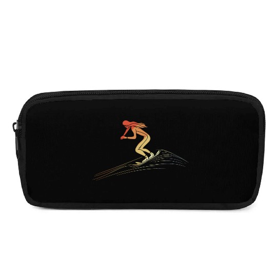 Snowboarding Girl Retro Style Pencil Cases
