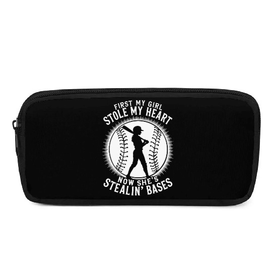 Stole Heart Softball Dad Funny Daddy Father's Day Pencil Cases