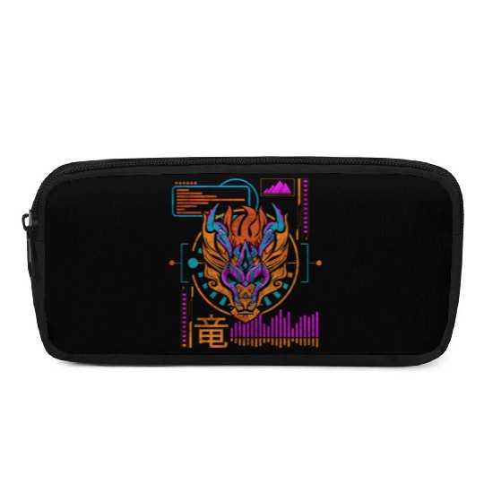 Cyberpunk Technology Synthwave Japanese Pencil Cases