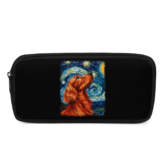 Irish Setter Dog Starry Night Painting Pencil Cases