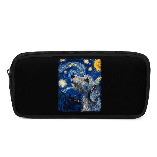 Irish Wolfhound Dog Starry Night Painting Pencil Cases