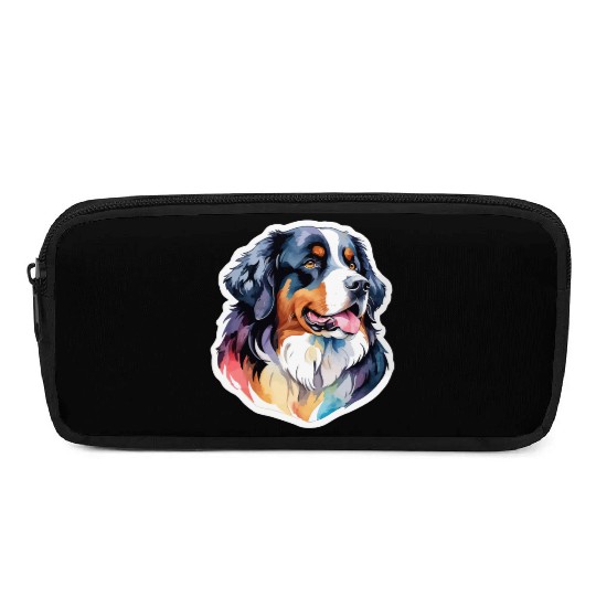 Bernese Mountain Dog Watercolor Pencil Cases