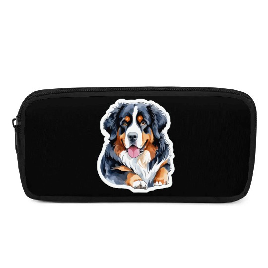 Bernese Mountain Dog Watercolor Pencil Cases
