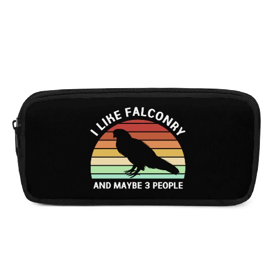 Retro I Like Falconry And Maybe Three People Pencil Cases
