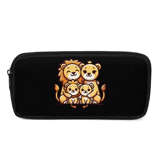 Lion Family Mother And Father With Two Children Pencil Cases