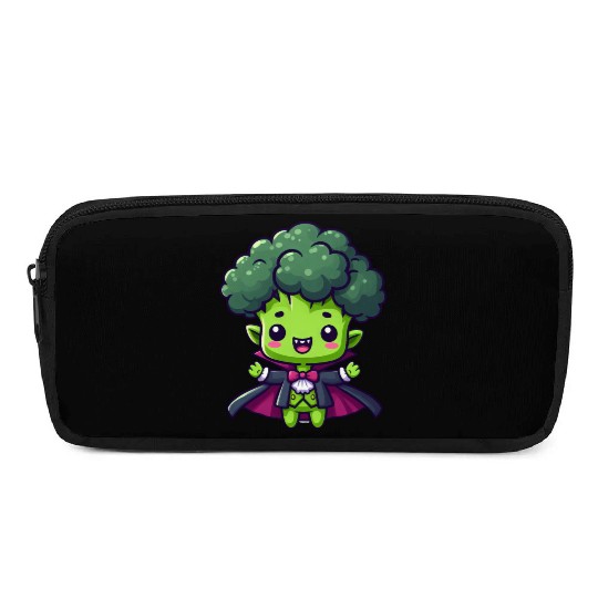 Cute Halloween Broccoli Vampire Cartoon Green Pencil Cases