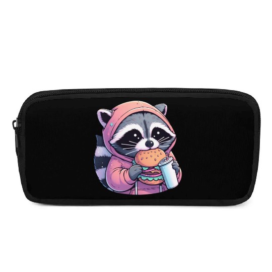 Trash Panda - Raccoon eating fast food Pencil Cases