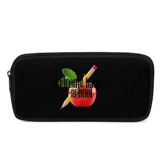 "Welcome Back to School - Red Apple and Yellow Pen Pencil Cases