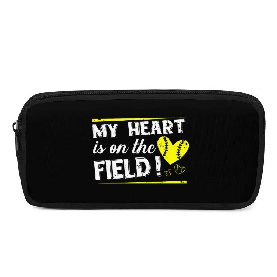 My Heart Softball Mom Funny Mommy Mother's Day Pencil Cases