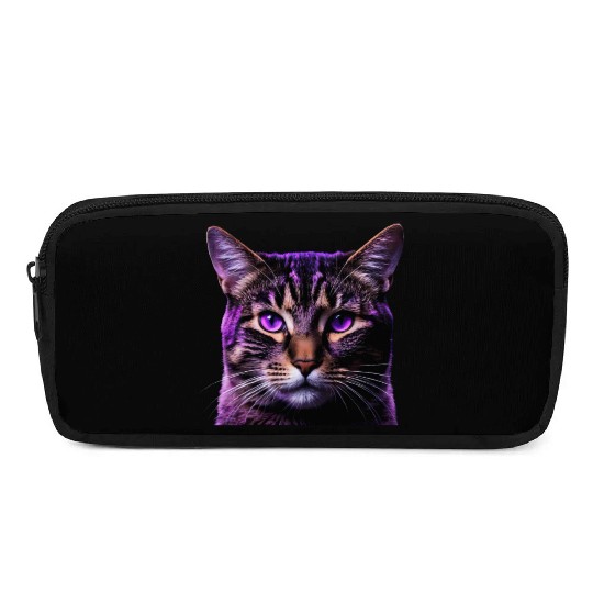 Vivid Lilac-Eyed Tabby Cat Portrait Pencil Cases