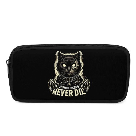Horror Cat Zombie Never Die Skull Halloween Lover Pencil Cases